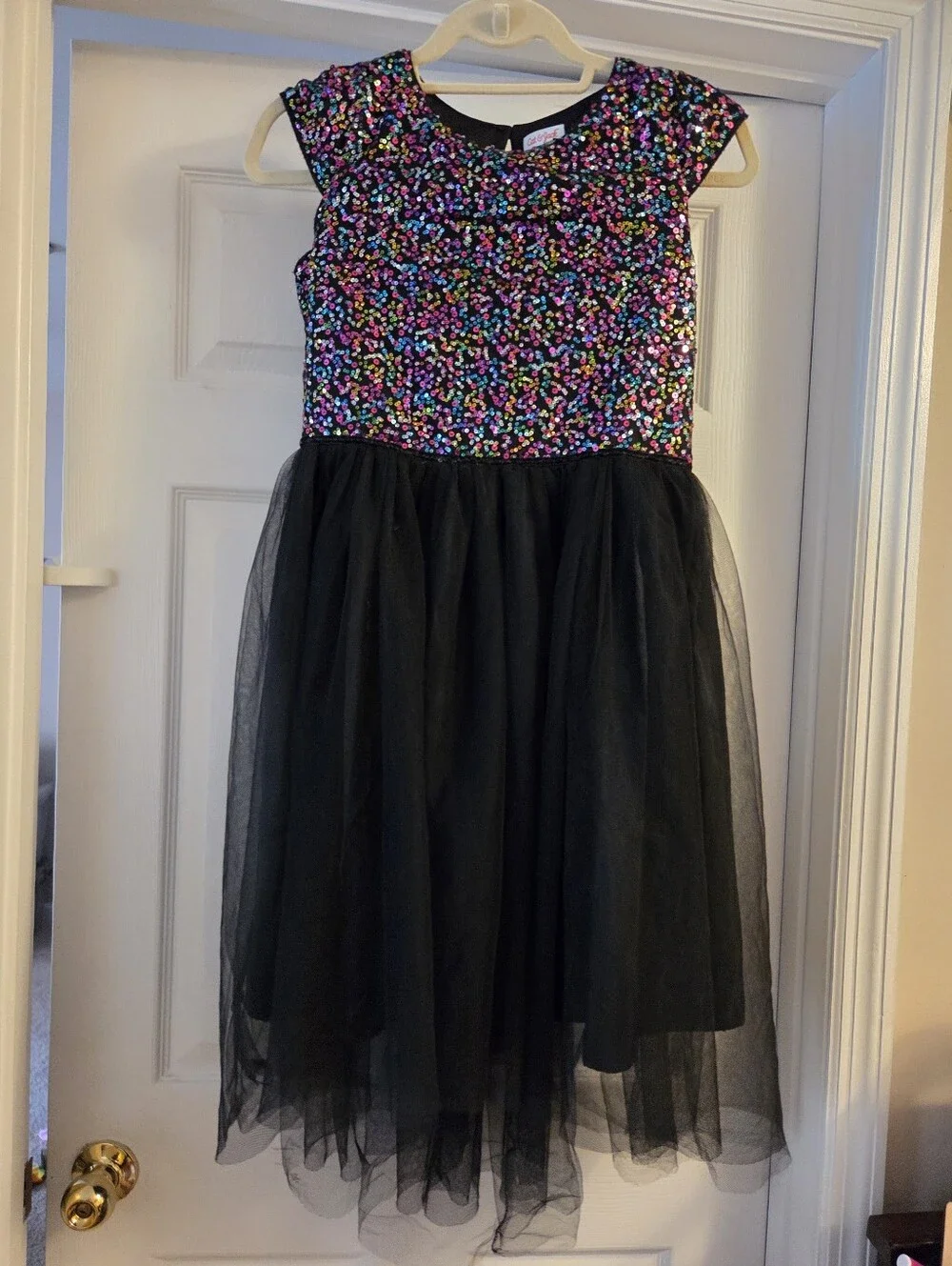 Cat & jack black & colorful sequin dress xl 14/16 sleeveless tulle